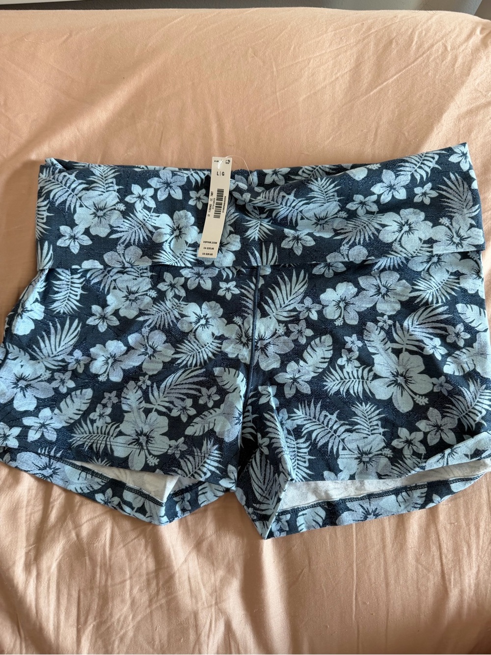 PINK Victoria’s Secret Floral Foldover Lounge Shorts - Blue